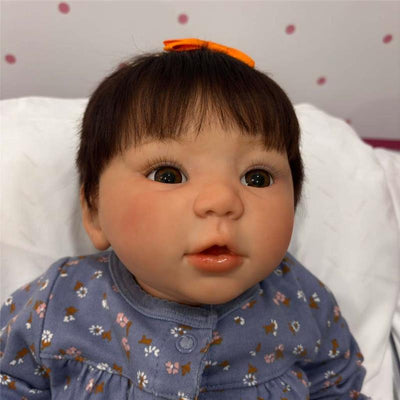 Reborn Baby Doll - White Vinyl & Rooted Hair Brown Hair, Kylin Image 1