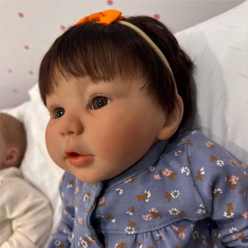 Reborn Baby Doll - White Vinyl & Rooted Hair Brown Hair, Kylin Image 3