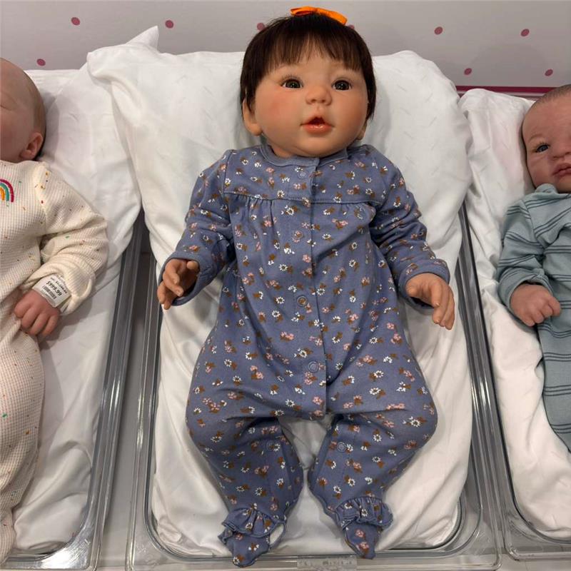 Reborn Baby Doll - White Vinyl & Rooted Hair Brown Hair, Kylin Image 4