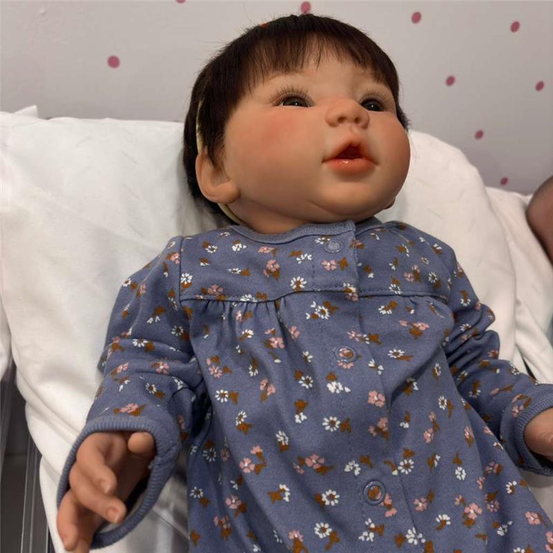 Reborn Baby Doll - White Vinyl & Rooted Hair Brown Hair, Kylin Image 5