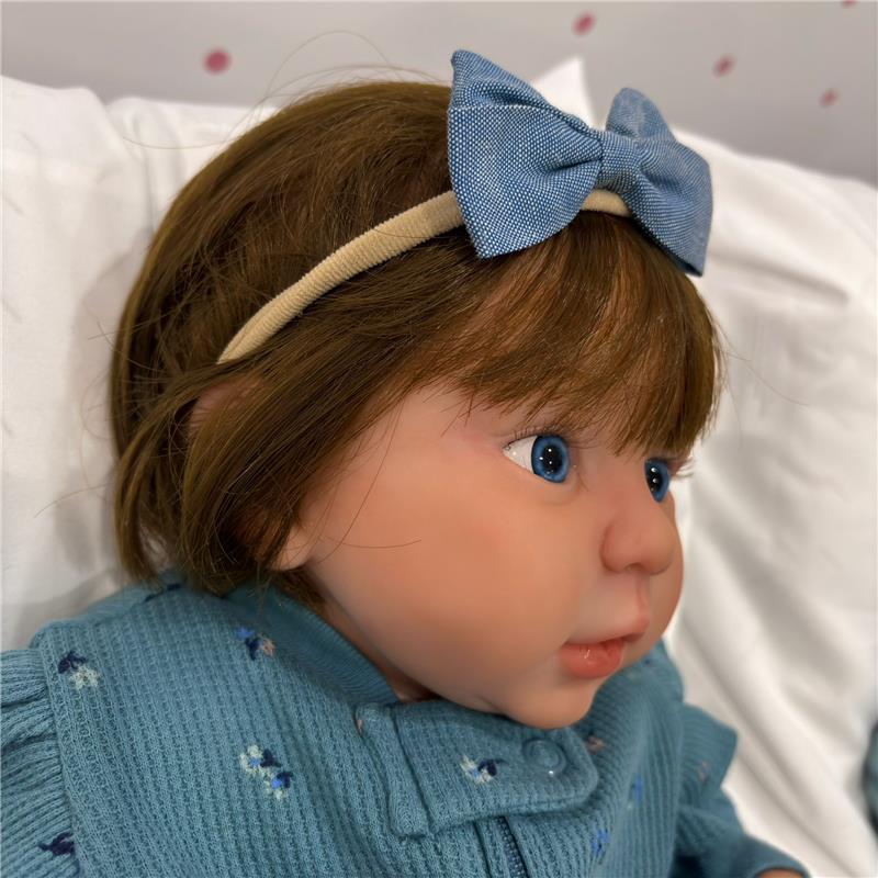 Reborn Baby Doll - White Vinyl & Rooted Hair Brown, Kylin Image 2