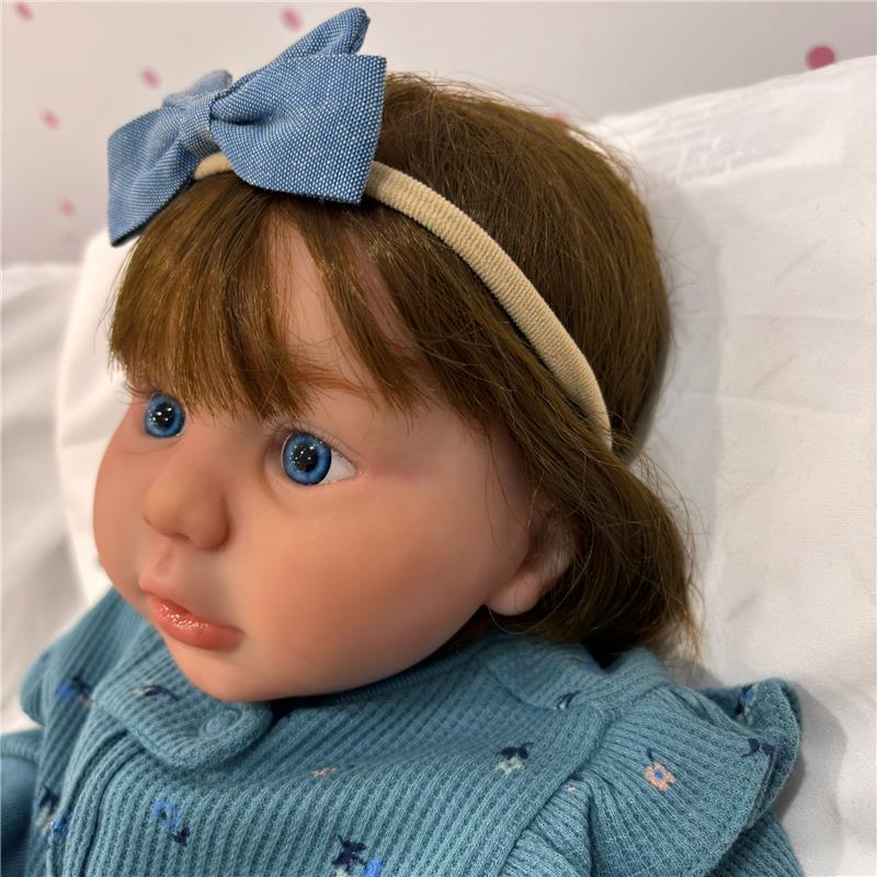 Reborn Baby Doll - White Vinyl & Rooted Hair Brown, Kylin Image 3