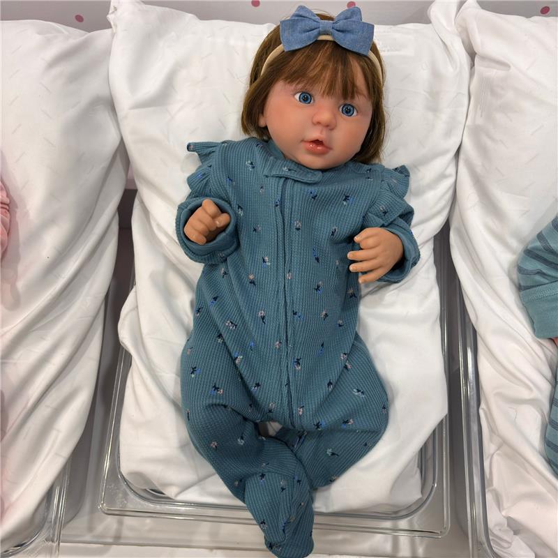 Reborn Baby Doll - White Vinyl & Rooted Hair Brown, Kylin Image 4