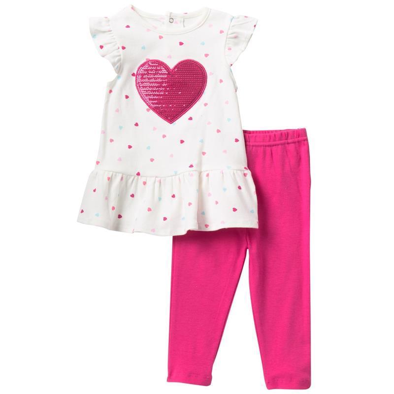 Rene Rofe 2 Pcs Dress And Legging Set - Pink Heart Image 1