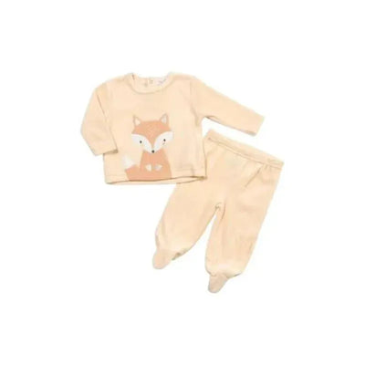 Rene Rofe - 2Pk Baby Boy Fox Velour Set, Beige Image 1