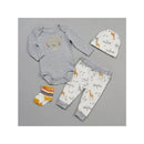 Rene Rofe - 4Pk Baby Neutral Elephant & Safari Bodysuit & Pants Set, Grey Image 1