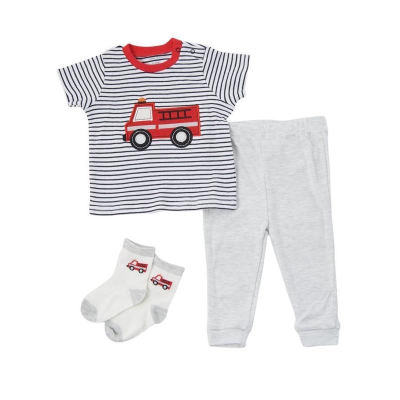 Rene Rofe Baby Boy 3 Piece Firetruck Top Pants & Sock Set 12M Image 1