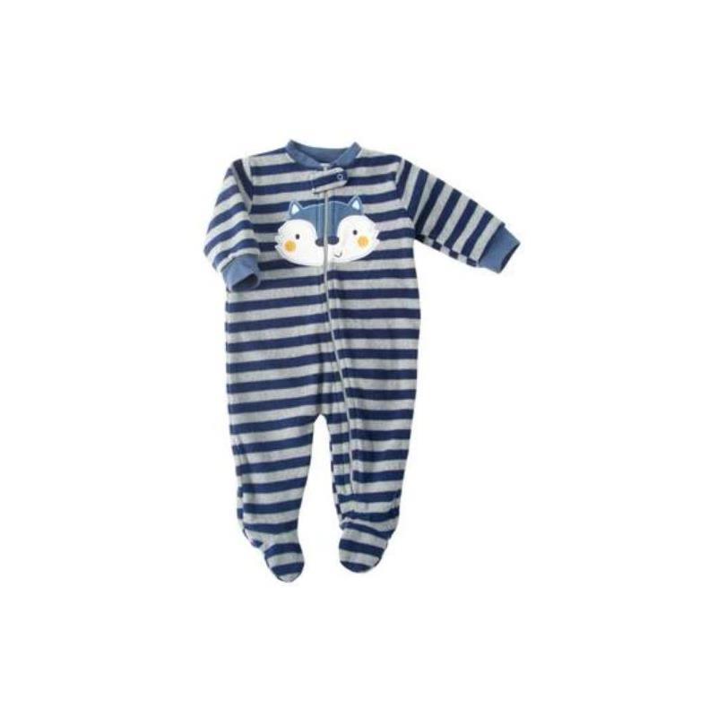 Rene Rofe - Baby Boy Fox Striped Microfleece Sleeper, Blue  Image 1