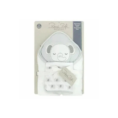 Rene Rofe Hooded Tower & Washcloth Set Elephant Image 1