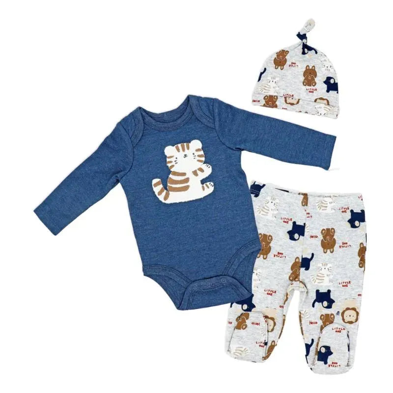 Rose Textile - 3Pk Baby Boys Tiger Footed Set Image 1