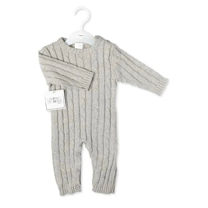 Rose Textile - Baby Unisex Cotton Grey Knit Romper Image 2