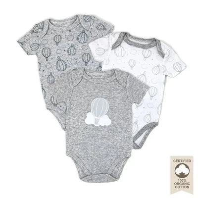 Rose Textiles - 100% Organic 3 Pk Bodysuit, Grey Image 1
