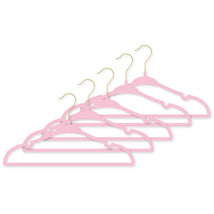 Rose Textiles 10Pk Hangers With Gold Hook, Pink Image 1