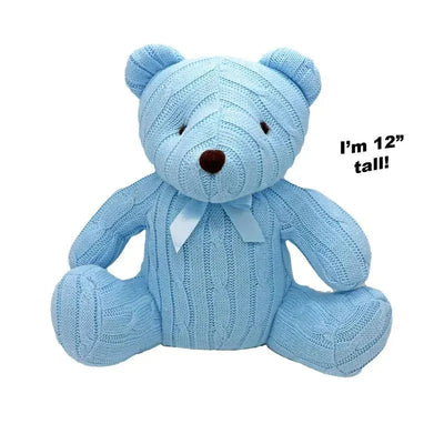 Rose Textiles - 12 Cable Knit Bear, Blue Image 1