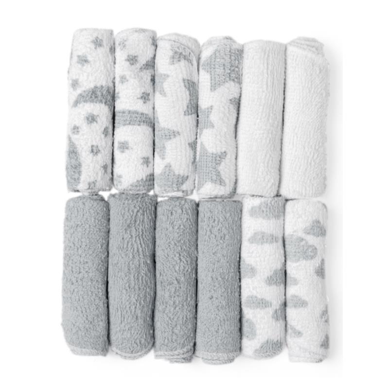 Rose Textiles - 12Pk Sky Theme Washcloth Grey Image 2