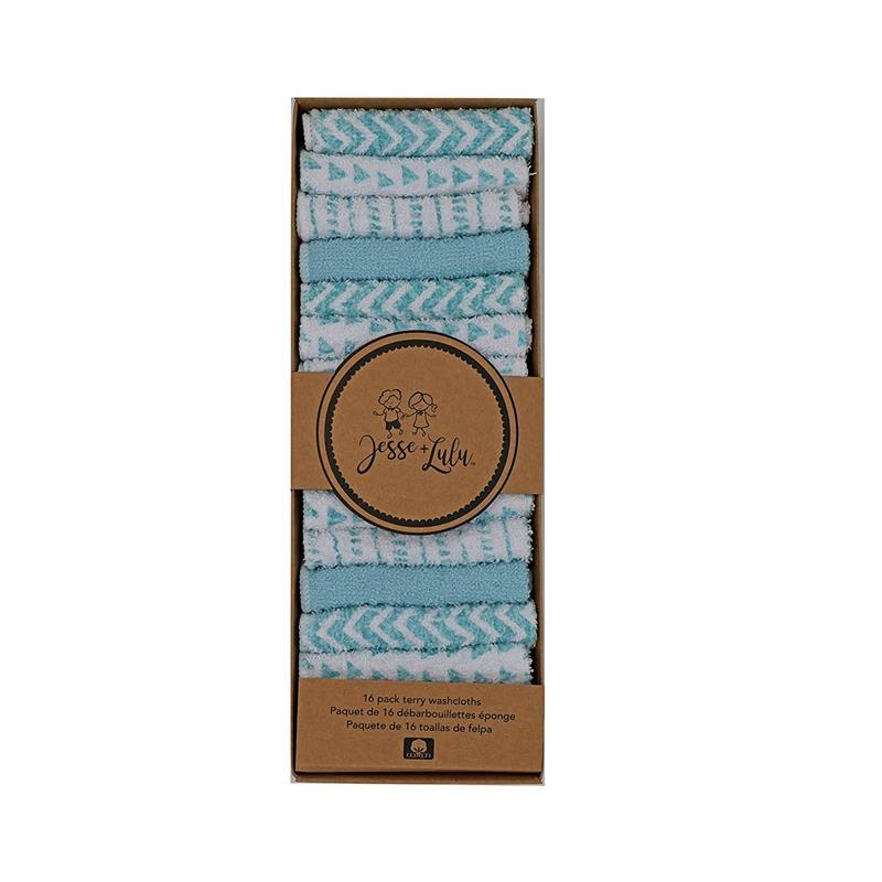Rose Textiles - 16Pk Baby Boy Pack Washcloth, Blue/White Image 1