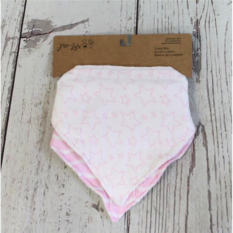 Rose Textiles - 2 Pack Muslin Bibs, Pink Image 1