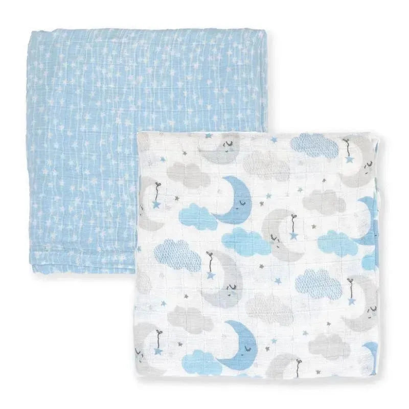 Rose Textiles - 2 Pack Muslin Swaddle Blankets, Blue Sweet Dream Image 4