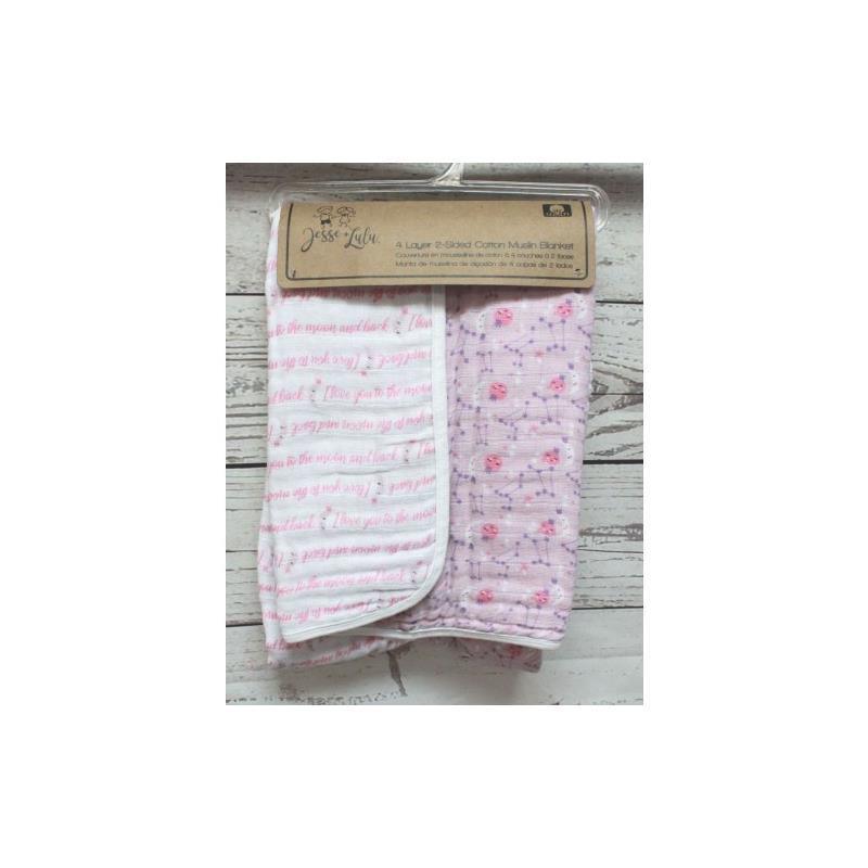 Rose Textiles 2 Sided/4 Layer Muslin Blanket, Pink Image 1