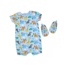 Rose Textiles - 2Pk Baby Boy Romper & Shoe Set, Safari Animal Image 1