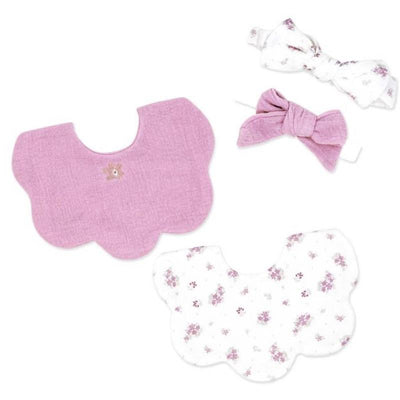 Rose Textiles 2Pk Bibs & Headbands, Mauve Floral Bouquet Image 1