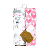 Rose Textiles - 2Pk Flannel Fleece Blanket Pink Bunnies Image 1
