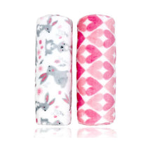 Rose Textiles - 2Pk Flannel Fleece Blanket Pink Bunnies Image 2