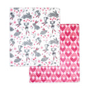 Rose Textiles - 2Pk Flannel Fleece Blanket Pink Bunnies Image 3