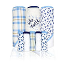 Rose Textiles - 3 Hooded Towels W/ 5 Washcloths, Navy Hello World Image 1