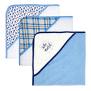 Rose Textiles - 3 Hooded Towels W/ 5 Washcloths, Navy Hello World Image 3