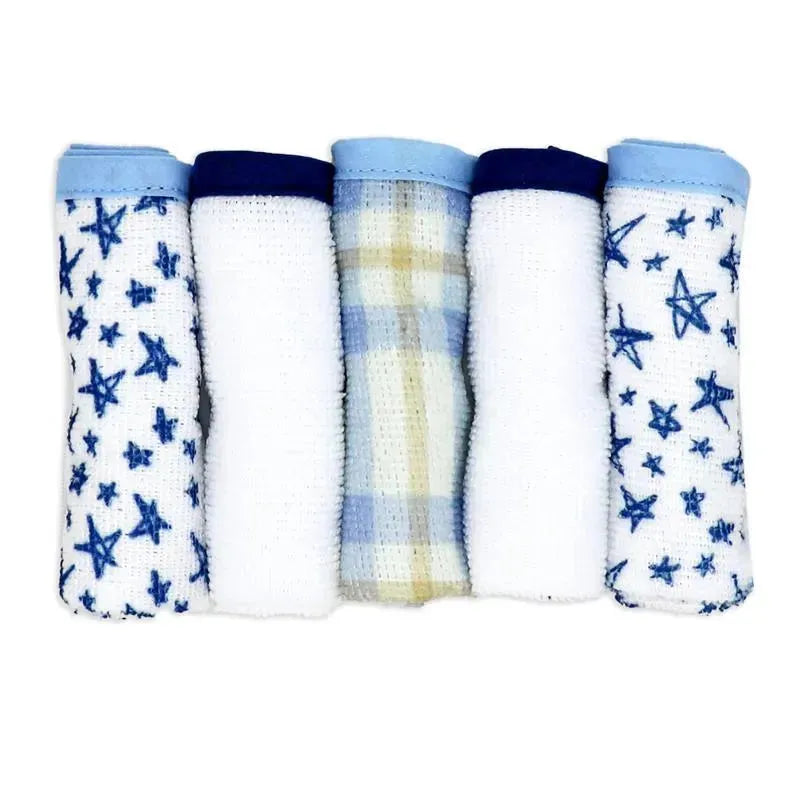 Rose Textiles - 3 Hooded Towels W/ 5 Washcloths, Navy Hello World Image 4