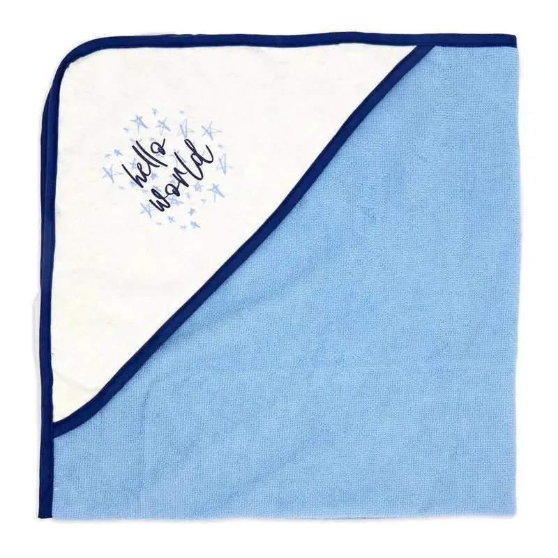 Rose Textiles - 3 Hooded Towels W/ 5 Washcloths, Navy Hello World Image 6