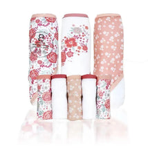 Rose Textiles - 3 Hooded Towels W/ 5 Washcloths, Pink Bouquet Image 1