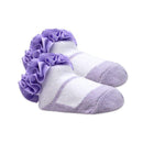Rose Textiles 3 Pairs Grosgrain Ruffle Crew Sock, Purple, 0/6M Image 3