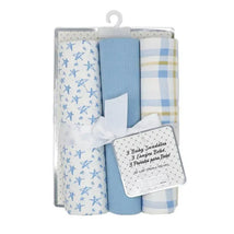 Rose Textiles - 3 Pk Knit Swaddles, Blue Plaid Image 2
