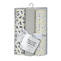 Rose Textiles - 3 Pk Knit Swaddles, Grey Abc's Image 2