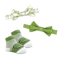 Rose Textiles - 3pc Bowtie & Sock Set, Sage Plaid Image 1