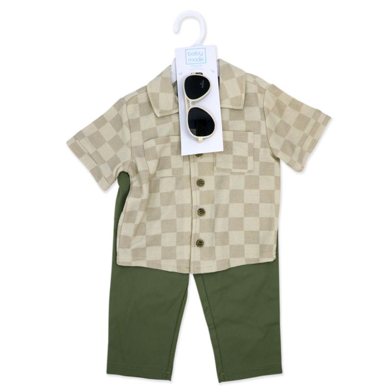 Rose Textiles - 3Pk Baby Boy Pant Set, Green Checker Image 2