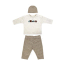 Rose Textiles - 3Pk Baby Boy Waffle Pant & Hat Set Oatmeal Brown Image 1