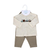 Rose Textiles - 3Pk Baby Boy Waffle Pant & Hat Set Oatmeal Brown Image 2