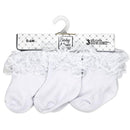Rose Textiles - 3Pk Baby Girl Lace Trim Cuff Socks, White Image 2