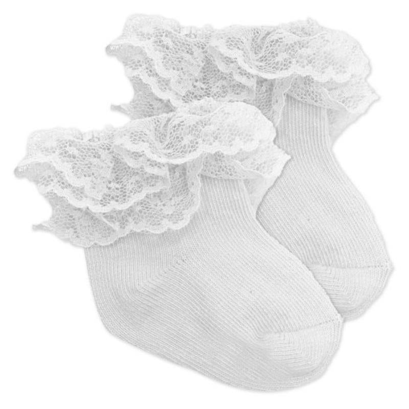Rose Textiles - 3Pk Baby Girl Lace Trim Cuff Socks, White Image 3