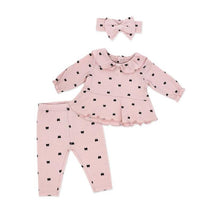 Rose Textiles - 3Pk Baby Girl Legging & Headband Set, Pink Heart Image 1