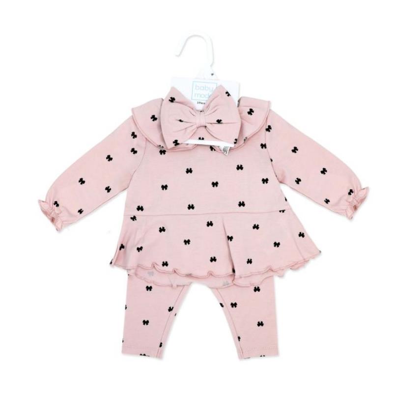 Rose Textiles - 3Pk Baby Girl Legging & Headband Set, Pink Heart Image 2