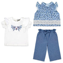Rose Textiles - 3Pk Baby Girl Pant Set, Blue Floral Image 1