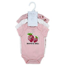 Rose Textiles - 3Pk Baby Girls Bodysuit Set, Strawberry Pink Image 2