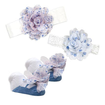 Rose Textiles - 3Pk Chiffon Headband & Sock Set, Blue Flowers Image 1