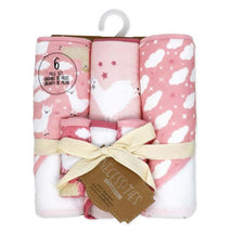 Rose Textiles 3Pk Hooded Towels With 3 Washcloths, Pink Llama Image 2