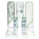 Rose Textiles 3Pk Hooded Towels With 3 Washcloths, Sage Sheep Image 1