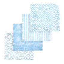 Rose Textiles- 4 Pack Receiving Blanket, Blue Watercolor Image 1